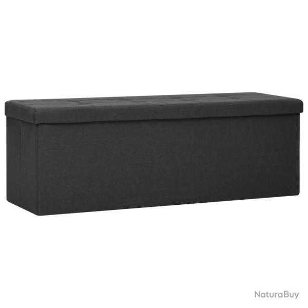 Banc banquette de rangement pliable noir faux lin 02_0010838