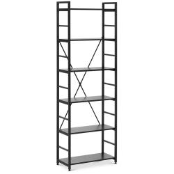 &Eacute;tag&egrave;re pour livre 28 x 60 x 182 cm 150 kg noir acier peint par poudrage panneau agglom&eacute;r&eacute; noir 14_