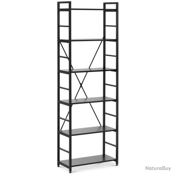 �tag�re pour livre 28 x 60 x 182 cm 150 kg noir acier peint par poudrage panneau agglom�r� noir 14_