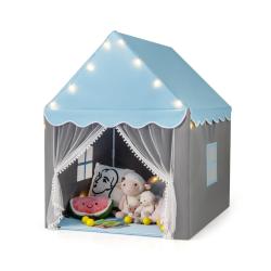 Tente de jeux enfant 105 x 121 x 136 cm spacieuse avec lumi&egrave;re &eacute;toil&eacute;e ambiance cosy en polyester-c