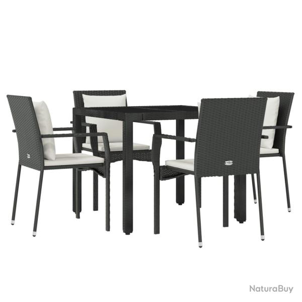 Mobilier � d�ner de jardin et coussins 5 pi�ces noir r�sine tress�e 02_0014874