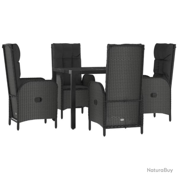 Mobilier � d�ner de jardin et coussins 5 pi�ces noir r�sine tress�e 02_0014870