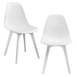 Lot de 2 chaises de cuisine salle &agrave; manger 83 cm blanc 03_0003628