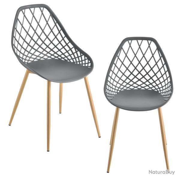 Set de 2 chaises de salle � manger si�ge en plastique 83 cm gris 03_0006038