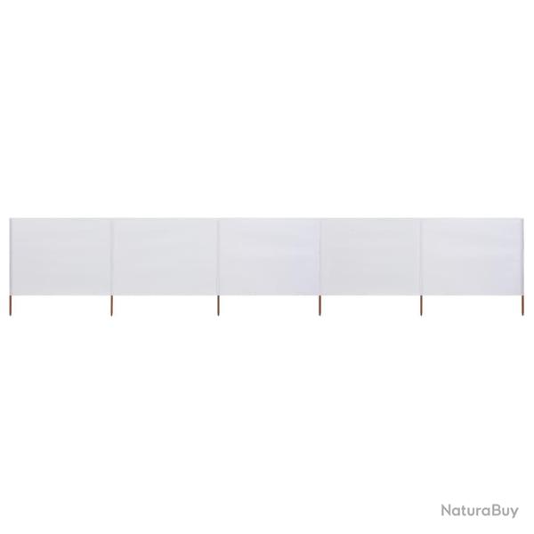 Brises-vue paravent 5 panneaux tissu 600 x 80 cm blanc sable 02_0008831