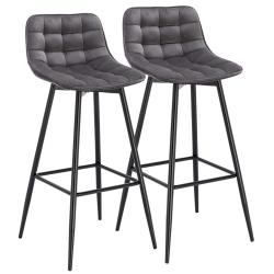 Tabouret de bar avec repose-pieds lot de 2 pi&egrave;ces gris fonc&eacute; 19_0000433