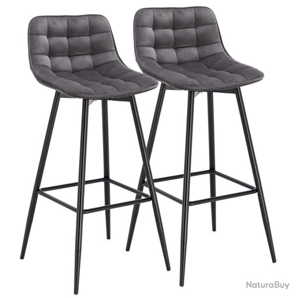 Tabouret de bar avec repose-pieds lot de 2 pi�ces gris fonc� 19_0000433