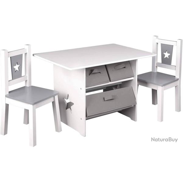 Groupe de si�ges pour enfants avec 3 paniers de rangement en bois 19_0000178