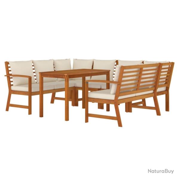 Ensemble de salle � manger de jardin meuble ext�rieur coussins 7 pi�ces bois acacia 02_0014182