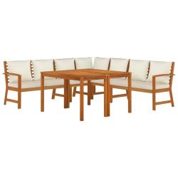 Ensemble de salle &agrave; manger de jardin meuble ext&eacute;rieur coussins 7 pi&egrave;ces bois acacia 02_0014180
