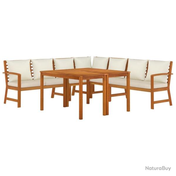 Ensemble de salle � manger de jardin meuble ext�rieur coussins 7 pi�ces bois acacia 02_0014180
