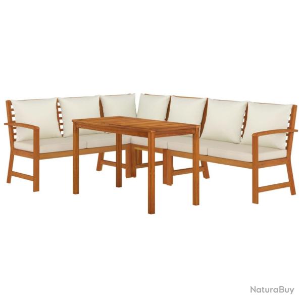 Ensemble de salle � manger de jardin meuble ext�rieur coussins 5 pi�ces bois acacia 02_0014179