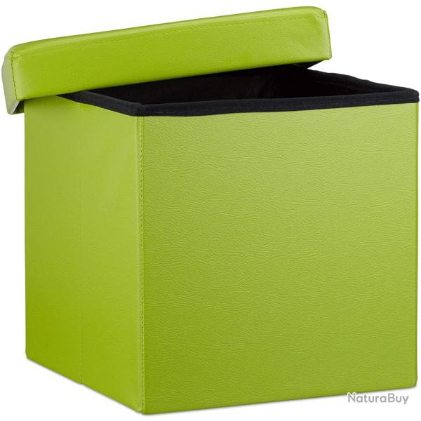 Tabouret pouf banquette pliant meuble de rangement stable synth�tique 38 cm vert 13_0002806_7