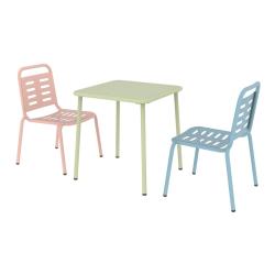 Ensemble de 3 meubles pour enfants vert bleu rose 03_0009383