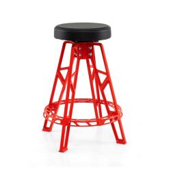 Tabouret de m&eacute;canicien haut 59 x 71,5 cm si&egrave;ge rembourr&eacute; 360&deg; confortable style moderne en aluminiu