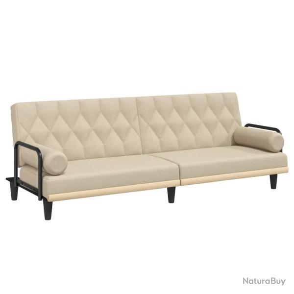 Canap�-lit avec accoudoirs cr�me tissu 02_0020409
