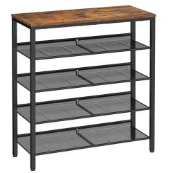 &Eacute;tag&egrave;re chaussure 5 niveaux porte-chaussures range-chaussures avec 4 &eacute;tag&egrave;res grillag&eacute;es 1 grand de