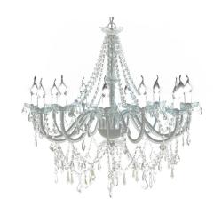 Lustre v&eacute;nitien baroque 160 x 80 cm 12 feux style &eacute;l&eacute;gant ambiance lumineuse en cristal transparent