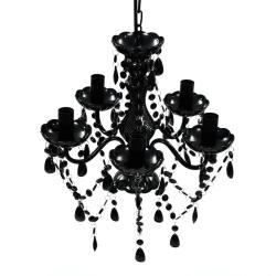 Lustre classique en cristal noir 38 x 45 cm ambiance cosy design &eacute;l&eacute;gant en plastique noir 02_00462