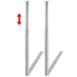 Lot de 2 pieds de table t&eacute;lescopiques r&eacute;glables hauteur 60 x 710 x 1100 mm en fer chrom&eacute; 02_0046262