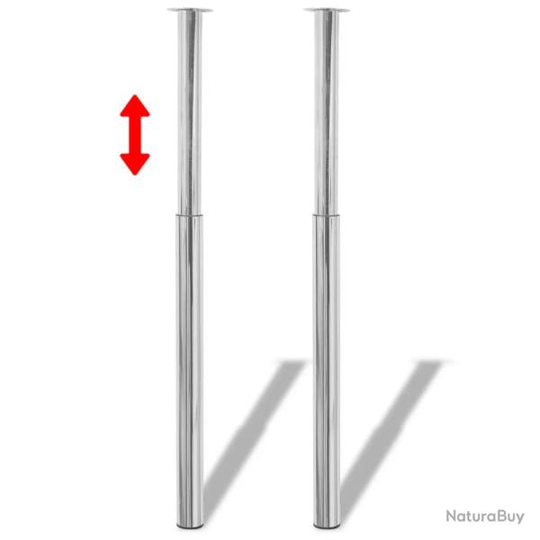 Lot de 2 pieds de table t�lescopiques r�glables hauteur 60 x 710 x 1100 mm en fer chrom� 02_0046262