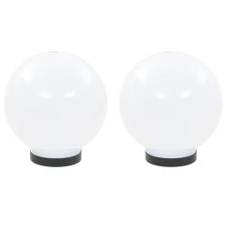 Lot de 2 lampes &agrave; LED sph&eacute;riques 20 cm usage jardin design moderne &eacute;clairage d&eacute;coratif en PMMA blan