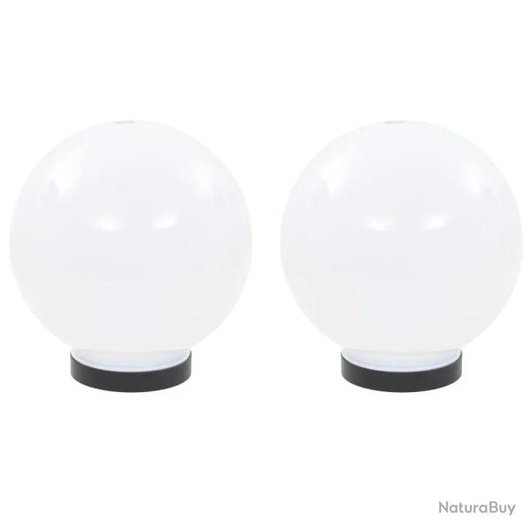 Lot de 2 lampes � LED sph�riques 20 cm usage jardin design moderne �clairage d�coratif en PMMA blan