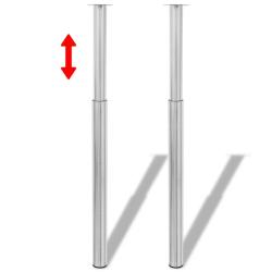 Lot de 2 pieds de table t&eacute;lescopiques r&eacute;glables 60 x 710 x 1100 mm robustes pour bureau salon en ac