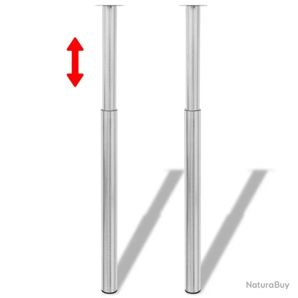 Lot de 2 pieds de table t�lescopiques r�glables 60 x 710 x 1100 mm robustes pour bureau salon en ac
