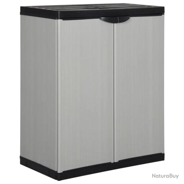 Armoire de rangement de jardin compacte � 2 portes et 1 �tag�re 68 x 40 x 85 cm en PVC gris 02_0047