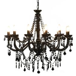 Lustre design extravagant int&eacute;rieur 80 x 75 cm 12 ampoules ambiance relaxante en m&eacute;tal noir 02_0046
