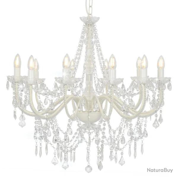 Lustre �l�gant avec perles design antique 80 x 75 cm ambiance cosy en m�tal blanc 02_0046414