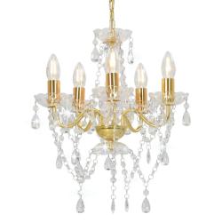 Lustre rond design extravagant avec perles scintillantes 38 x 42 cm en m&eacute;tal dor&eacute; 02_0046408