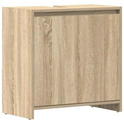 Armoire de salle de bain chic avec 1 compartiment 60 x 33 x 61 cm en bois d'ing&eacute;nierie ch&ecirc;ne sonoma