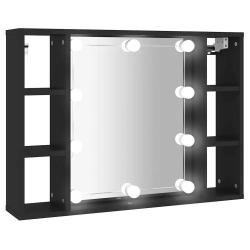 Armoire &agrave; miroir murale tendance avec lumi&egrave;res LED grand espace de rangement 76 x 15 x 55 cm en boi