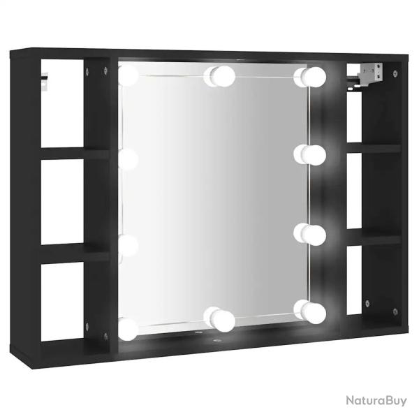 Armoire � miroir murale tendance avec lumi�res LED grand espace de rangement 76 x 15 x 55 cm en boi