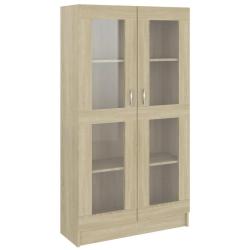 Armoire &agrave; vitrine classique 82,5 x 30,5 x 150 cm design &eacute;pur&eacute; rangement polyvalent en bois d'ing&eacute;ni