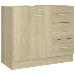 Armoire d'&eacute;vier ch&ecirc;ne sonoma 63 x 30 x 54 cm rangement pratique avec 3 tiroirs design &eacute;pur&eacute; en bois