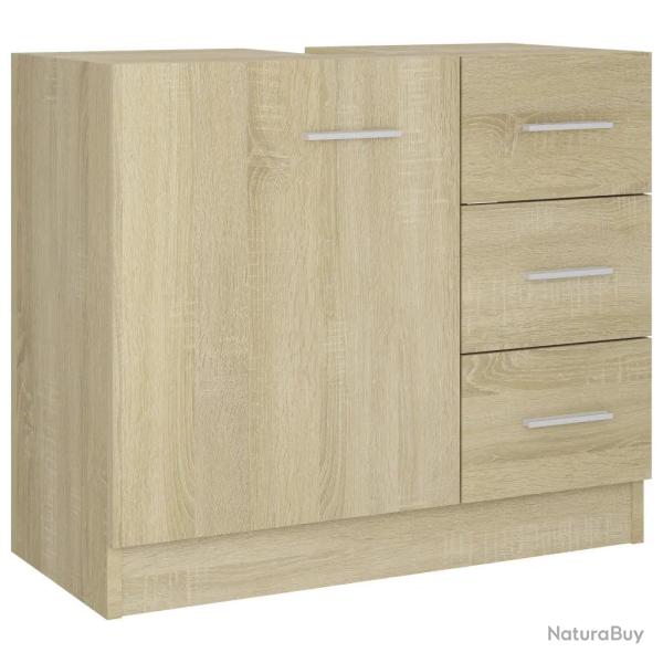 Armoire d'�vier ch�ne sonoma 63 x 30 x 54 cm rangement pratique avec 3 tiroirs design �pur� en bois