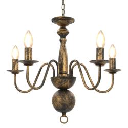 Lustre noir antique 50 x 45 cm 5 ampoules &eacute;clairage d&eacute;coratif classique salon en m&eacute;tal noir 02_0046