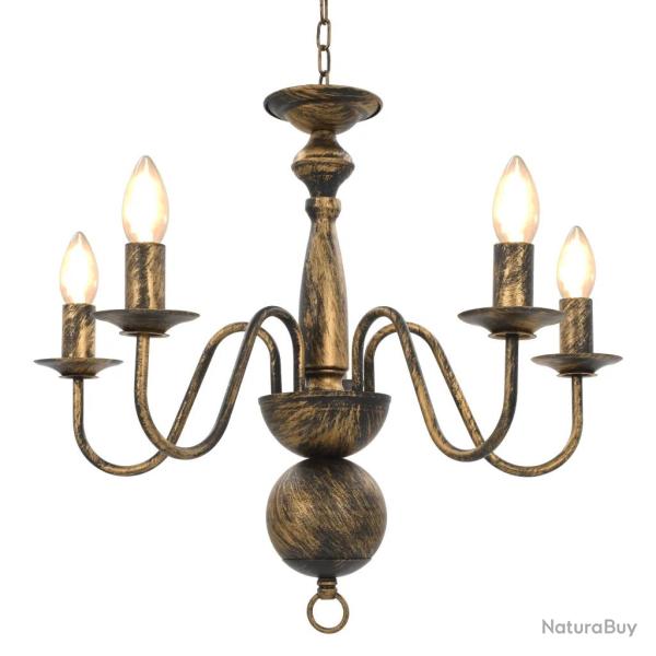 Lustre noir antique 50 x 45 cm 5 ampoules �clairage d�coratif classique salon en m�tal noir 02_0046