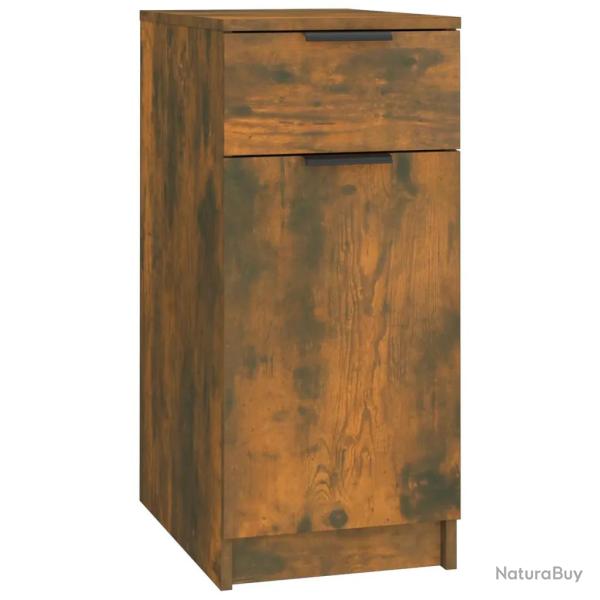 Armoire de bureau en bois ing�nierie ch�ne fum� 33,5 x 50 x 75 cm rangement pratique design moderne