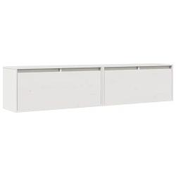 Lot de 2 armoires murales design moderne rangement d&eacute;coratif 80 x 30 x 35 cm en bois de pin massif
