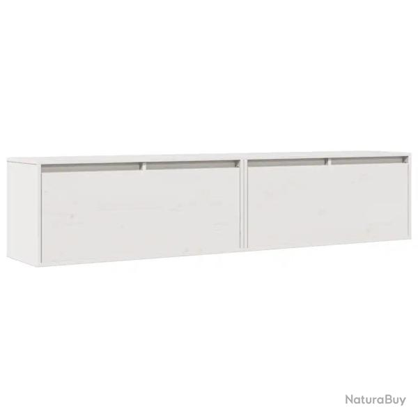 Lot de 2 armoires murales design moderne rangement d�coratif 80 x 30 x 35 cm en bois de pin massif