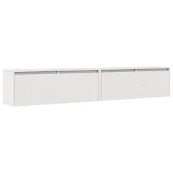 Lot de 2 armoires murales d&eacute;coratives pratiques 100 x 30 x 35 cm en bois de pin massif blanc 02_004