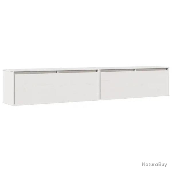 Lot de 2 armoires murales d�coratives pratiques 100 x 30 x 35 cm en bois de pin massif blanc 02_004