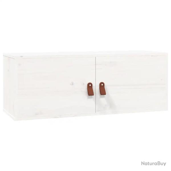 Armoire murale rangement horizontal moderne 80 x 30 x 30 cm en bois de pin massif blanc 02_0048381