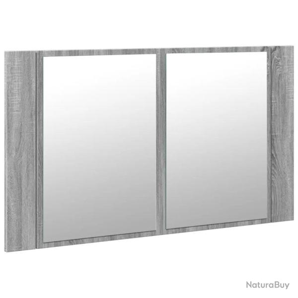Armoire � miroir LED moderne style scandinave salle de bain 80 x 12 x 45 cm en bois d'ing�nierie gr