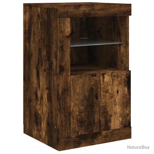 Armoire lat�rale avec �clairage LED moderne espace de rangement 41 x 37 x 67 cm en bois d'ing�nieri