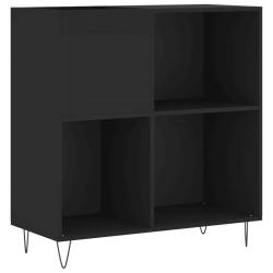 Armoire &agrave; disques classique pratique rangement 84,5 x 38 x 89 cm design industriel en bois noir 02_